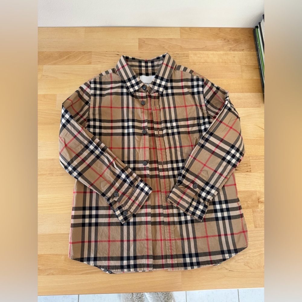 Burberry Beige and Black Checkered Shirt